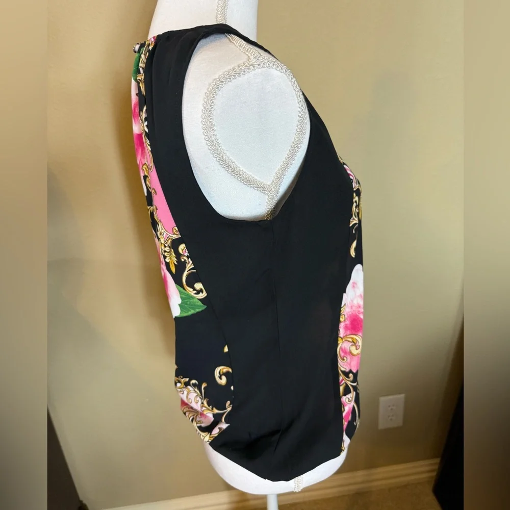 Floral Black and Pink Women's Top size XS - Picture 4 of 9